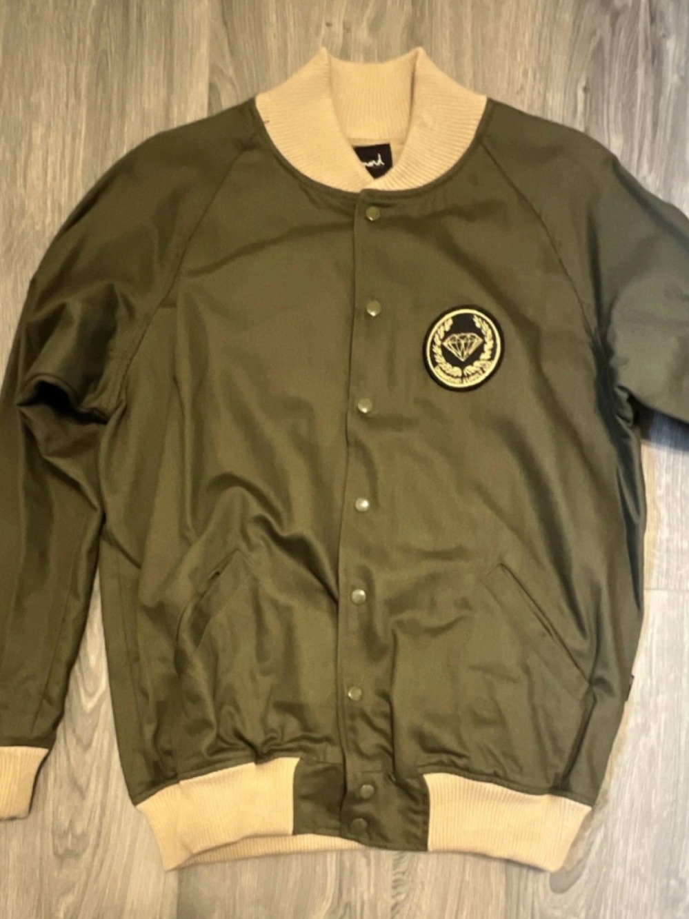 Diamond Supply Co. Varsity Jacket - Men’s Olive Beige - Logo - Size M